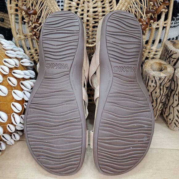 Vionic Women's US 9 EU 41 Misa Rose Gold Shimmer 3 Buckle Strap Slide Sandals - Picture 6 of 13